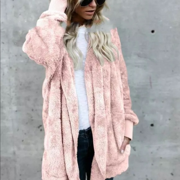 Jackets & Blazers - PINK FUZZY FAUX FUR JACKET